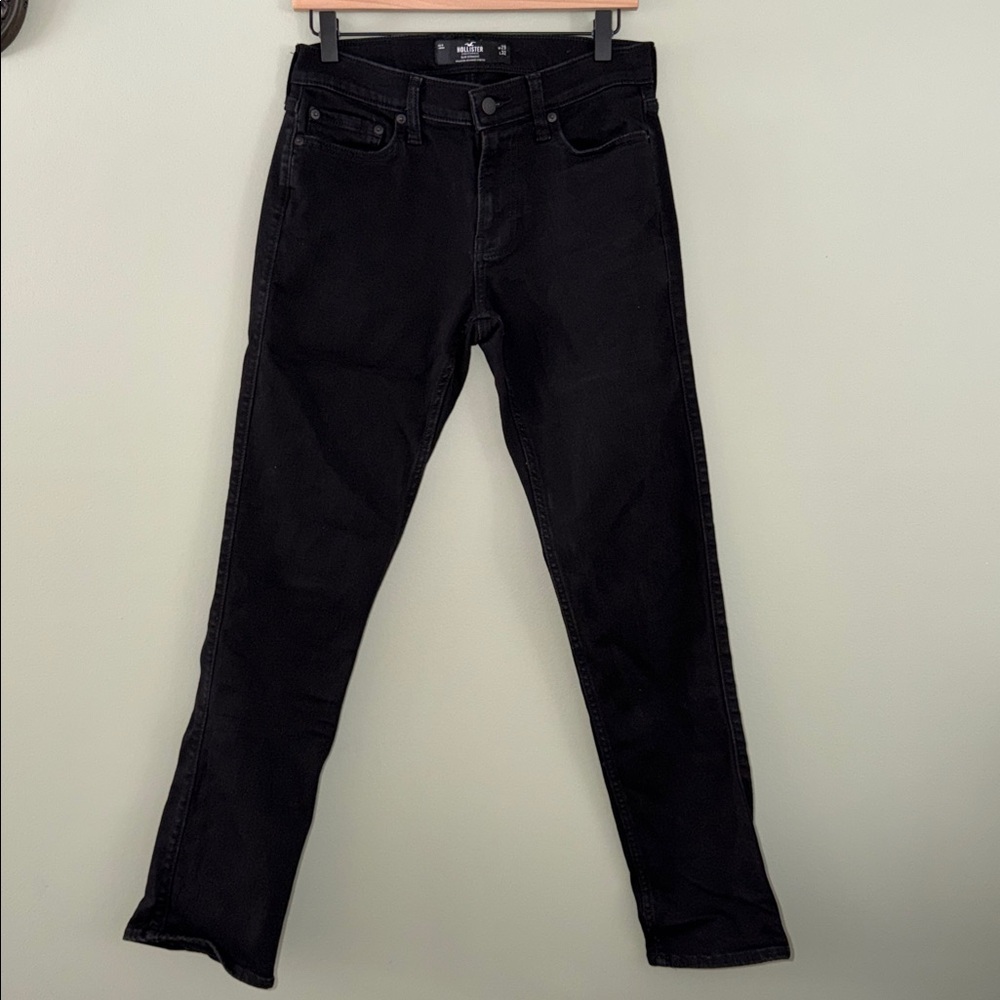 Hollister slim straight advanced stretch black jeans W29 L32 zipper Button fly